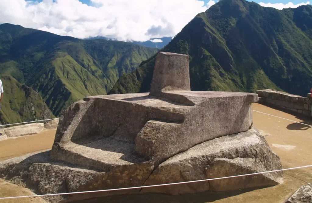 The solar clock located in the Machu Picchu's park vicinity