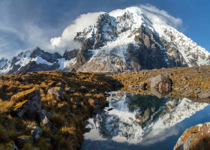 Salkantay's peak seen from the distance.